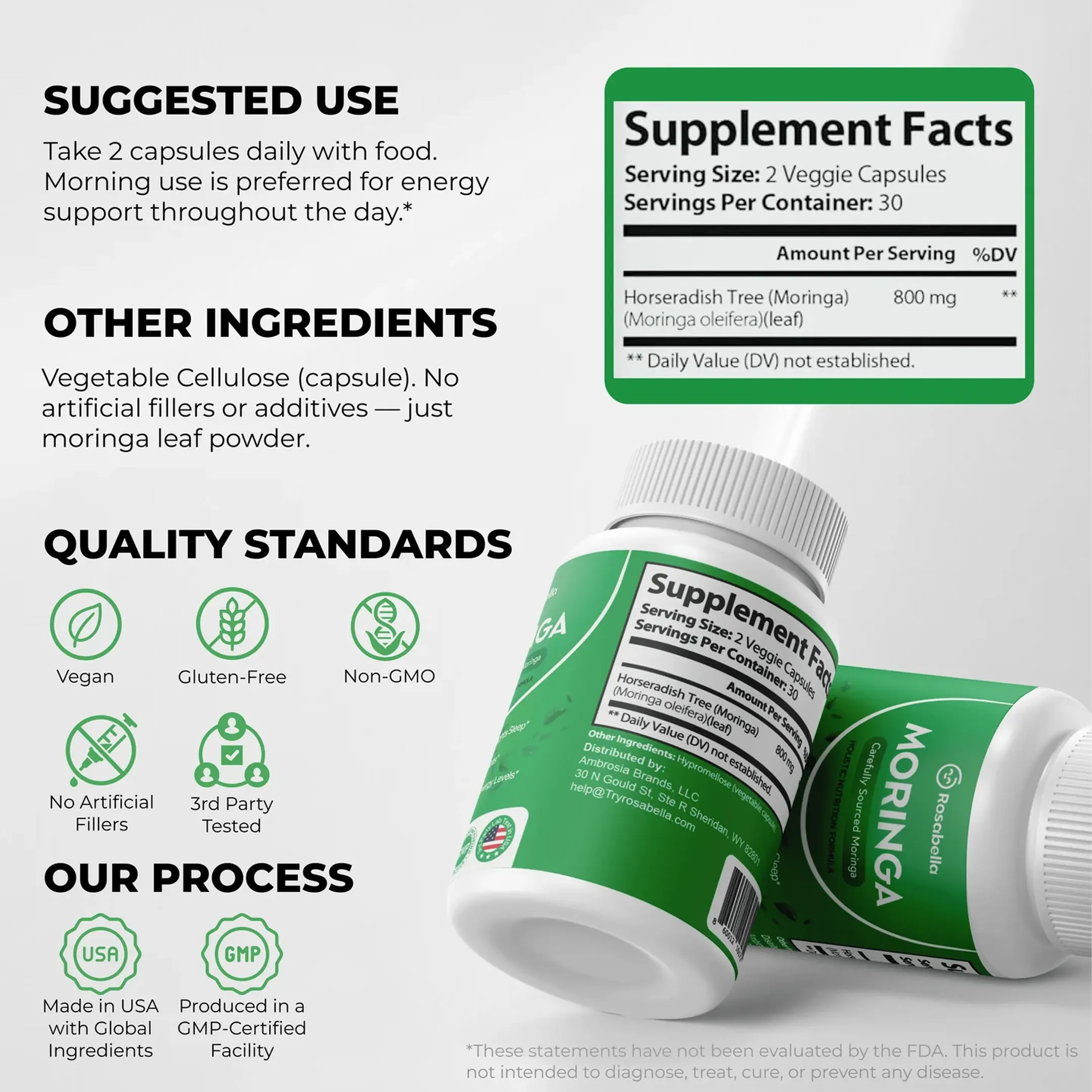 Rosabella Moringa Powder Capsules-